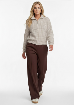 Брюки женские карманы в листочку коричневые